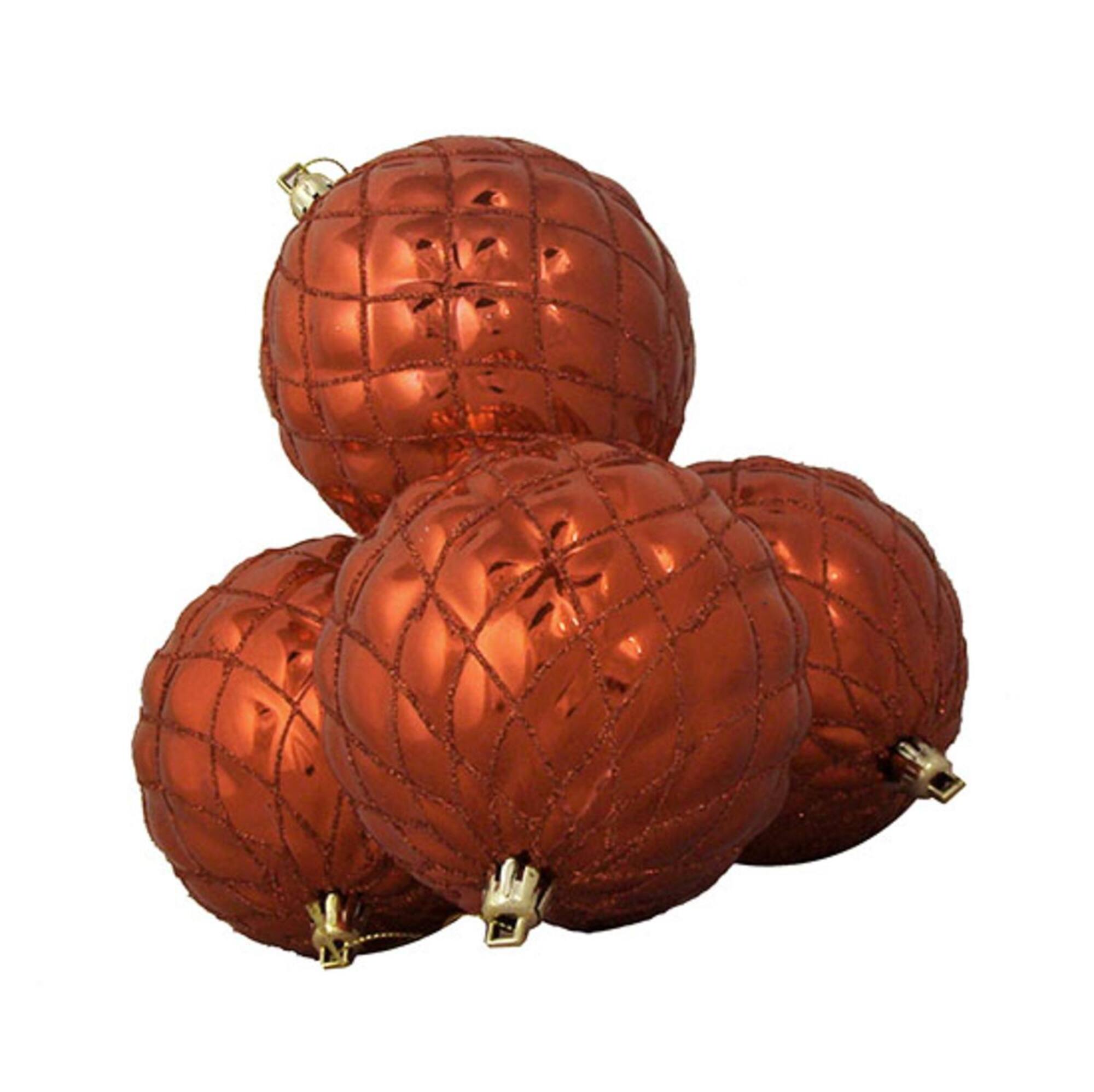 4ct Shiny Orange Diamond Shatterproof Ball Ornaments